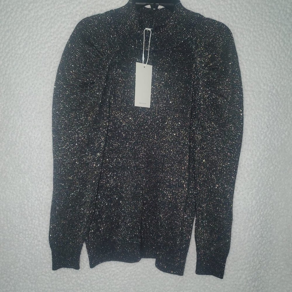 NWT ORIGINAL Joie Womens Top Turtle Neck Black and Gold Size XS